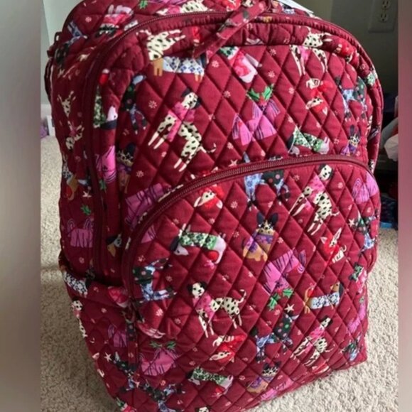 Vera Bradley Cotton Essential Large Backpack Holiday Hounds Christmas NWT - Picture 2 of 6